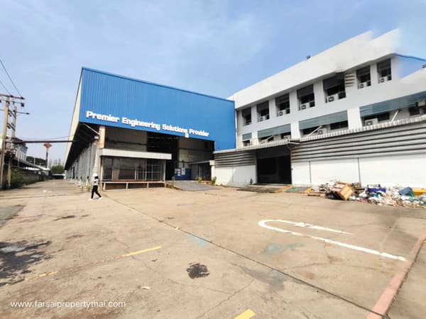 ให้เช่าอาคารโรงงาน/โกดังเนื้อที่ 12-3-46 ไร่ พื้นที่ใช้สอย 13,000 ตร.ม ออฟฟิศ มีใบร.ง 4 ถนนกิ่งแก้ว อำเภอบางพลี ราคาเช่า 1,300,000 บ/ด