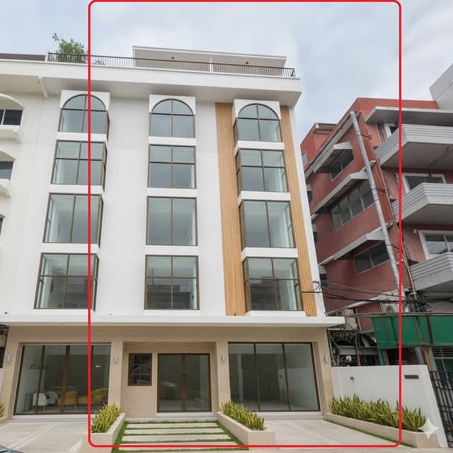 เช่าอาคาร 5ชั้น MRTลาดพร้าว101 300ม.3-4จอดรถ หัวมุม 2คูหา 40ตร.วา. 640ตร.ม. ม.รัตนบัณฑิต 1.2 กม. 15น้ำ 15นอน เดอะมอลล์ บางกะปิ 1.5 กม.