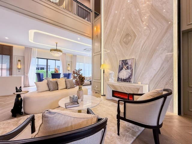 P1796 ขาย ให้เช่าบ้านเดี่ยว บ้านหรูสไตล์คฤหาสน์ นาราสิริ กรุงเทพกรีฑา ซ. ประชาร่วมใจ โครงการหรูระดับ Top Ultra Luxury Collection จากแสนสิริ