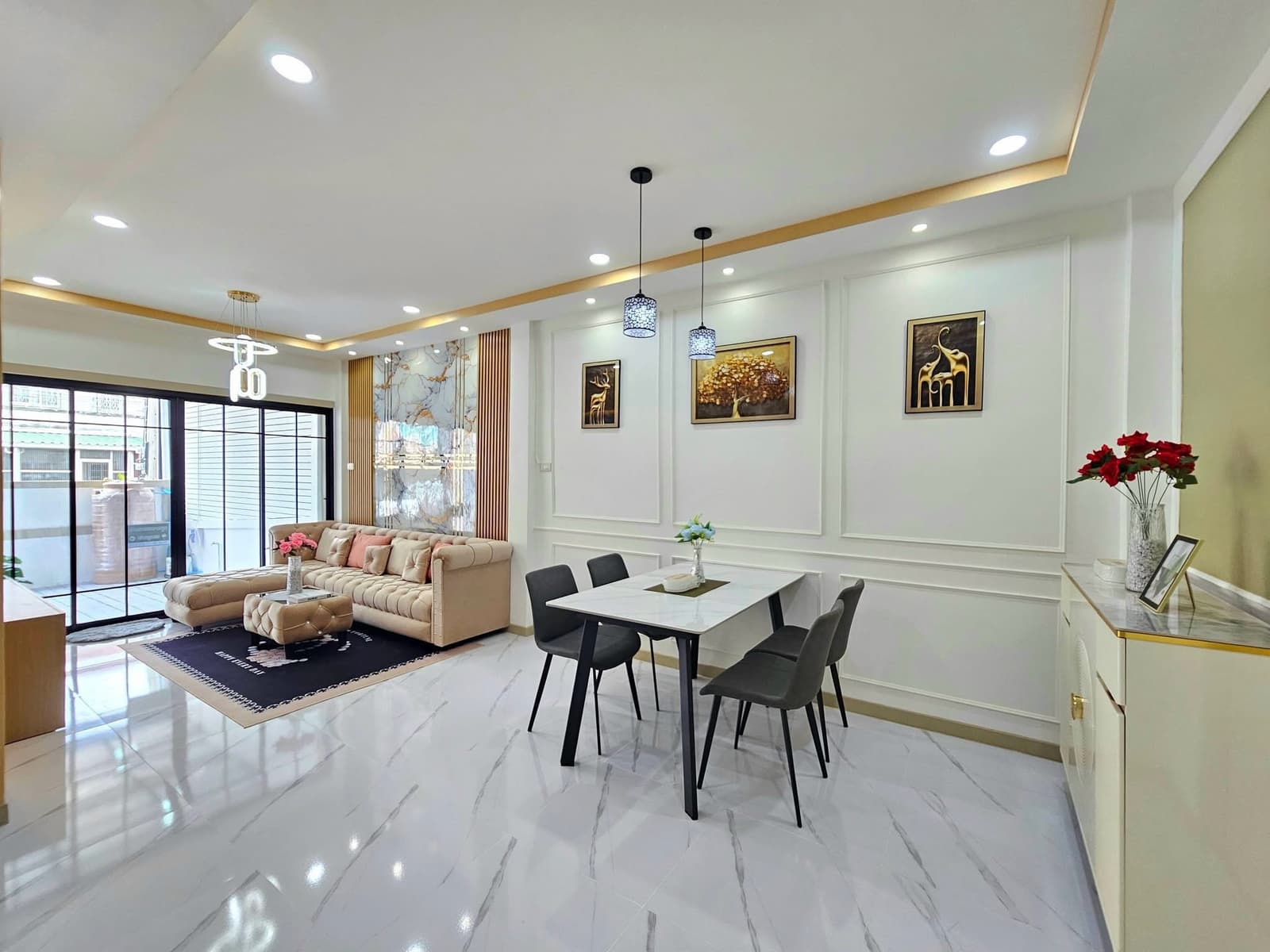 หมู่บ้านศรีประจักษ์7  ไทรน้อย นนทบุรี ทาวน์เฮาส์ 2 ชั้น ถนนเมนค้าขายได้ ตกแต่งใหม่พร้อมอยู่ หลังบ้านติดทุ่งนา 3