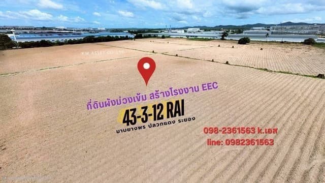 ขายที่ดินเปล่า 12 ไร่ ติดสุขุมวิท สัตหีบ ใกล้หาดบางเสร่ TP-L1378