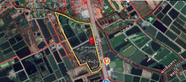 ขายที่ดินเปล่า ถนนศุขประยูร ตำบลหนองตีนนก อำเภอบ้านโพธิ์ จังหวัดฉะเชิงเทรา