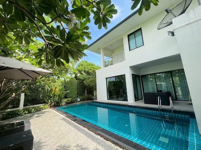 บ้านเดี่ยว+สระว่ายน้ำ Blue lagoon2 ให้เช่า 4ห้องนอน 6 ห้องน้ำ pool villaตกแต่งบิ้วอินทั้งหลัง
