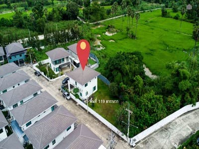 บ้านเดี่ยวแปลงมุม พื้นที่ใหญ่ที่สุดในโครงการ หมู่บ้านภัทรีดา อเวนิว 2 (Patreeda Avenue 2) สามโคก ปทุมธานี ที่ดิน 119 ตร.วา