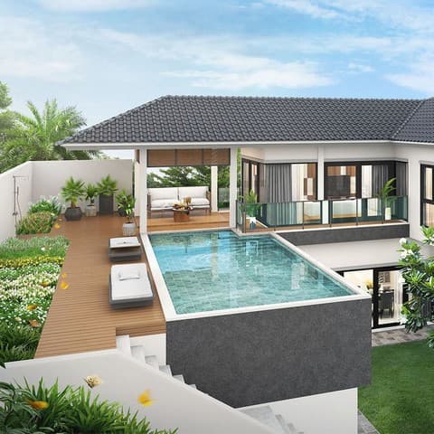 บ้านเดี่ยวหลังใหญ่ ดีไซน์หรูหรา ทั้งหมด 6 แบบ สันกำแพง