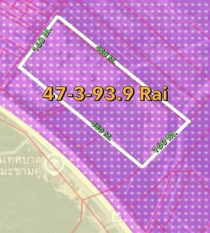 ขายที่ดินผังม่วงระยอง ขายที่ดินทำเลสร้างโรงงานระยอง เนื้อที่ 47-3-93.9 ไร่ ห่างจากถนนใหญ่สาย 36 ประมาณ 100 เมตร