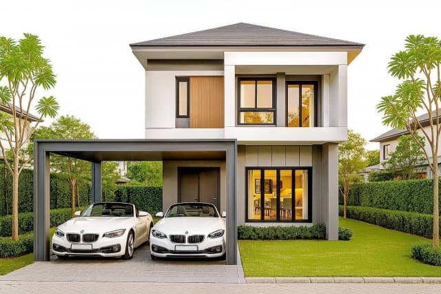 บ้านเดี่ยวบ้านสวย บรรยากาศน่าอยู่ เนื้อที่ 50 ตรว. พื้นที่ใช้สอย 152.15 ตรม. 3 ห้องนอน 1 ห้องอเนกประสงค์ 2 ห้องน้ำ ที่จอดรถ 2 คัน