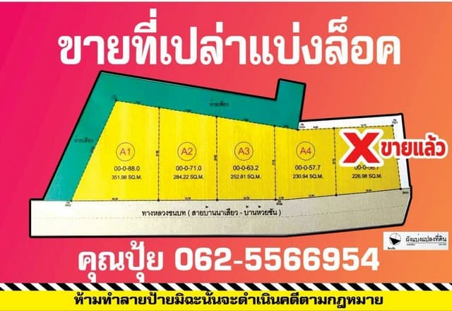 ขายที่เปล่าชัยภูมิ..ขายที่แบ่งล็อค ด้านหลังติดห้วยเสียว