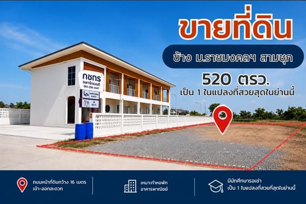 ขายด่วน ที่ดินแปลงสวยถมแล้ว สุพรรณบุรี สามชุก ติดมหาวิทยาลัย เนื้อที่ 1 ไร่ 1 งาน 20 ตร.ว. โทร 0863414384