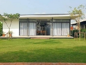 บ้านพักตากอากาศ บางเลน นครปฐม เฟอร์นิเจอร์ไม้สัก พร้อมเข้าอยู่