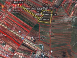 ขายที่ดินเปล่าบางปะกงฉะเชิงเทรา ติดถนนทางหลวง 200  พื้นที่สีส้มจุดรับรองการพัฒนาเมือง ต.บางวัว อ.บางปะกง จ.ฉะเชิงเทรา